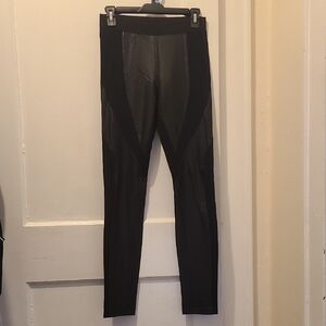 Black Moto Leggings with Faux Leather Panels